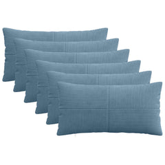 vidaXL Cushion Cover 6 pcs ALMELO Blue 40 x 80 cm Corduroy 1