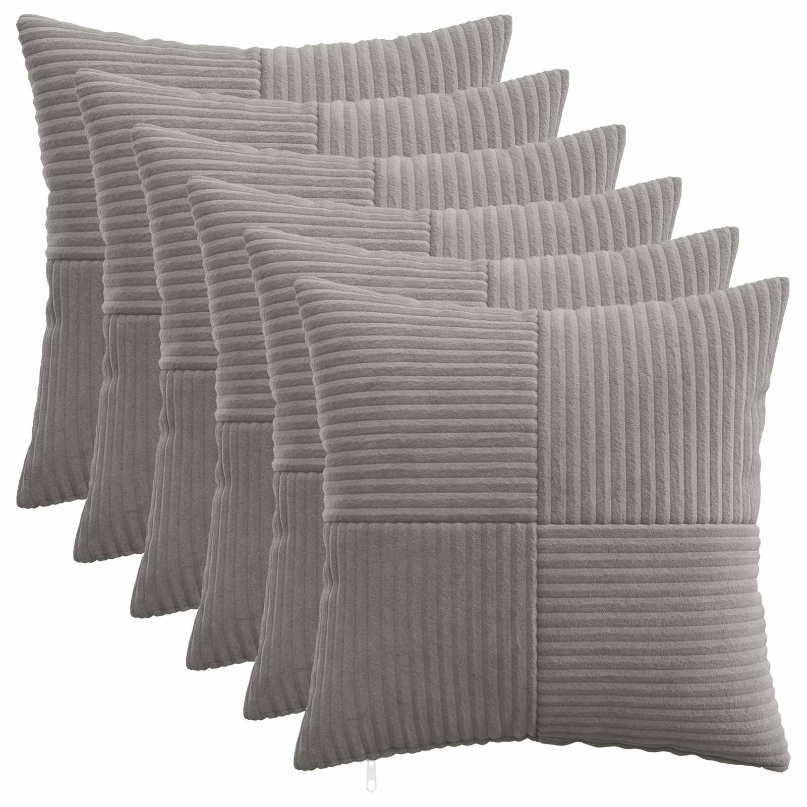 vidaXL Cushion Cover 6 pcs ALMELO Light Grey 50 x 50 cm Corduroy 1