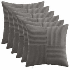 vidaXL Cushion Cover 6 pcs ALMELO Dark Grey 50 x 50 cm Corduroy 1