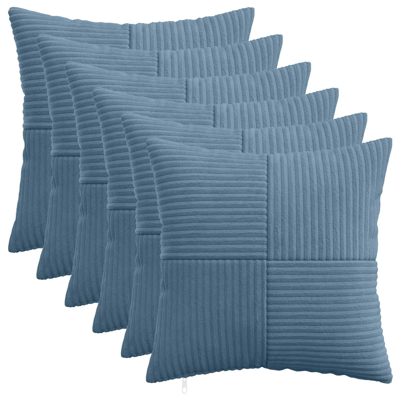 vidaXL Cushion Cover 6 pcs ALMELO Blue 50 x 50 cm Corduroy 1
