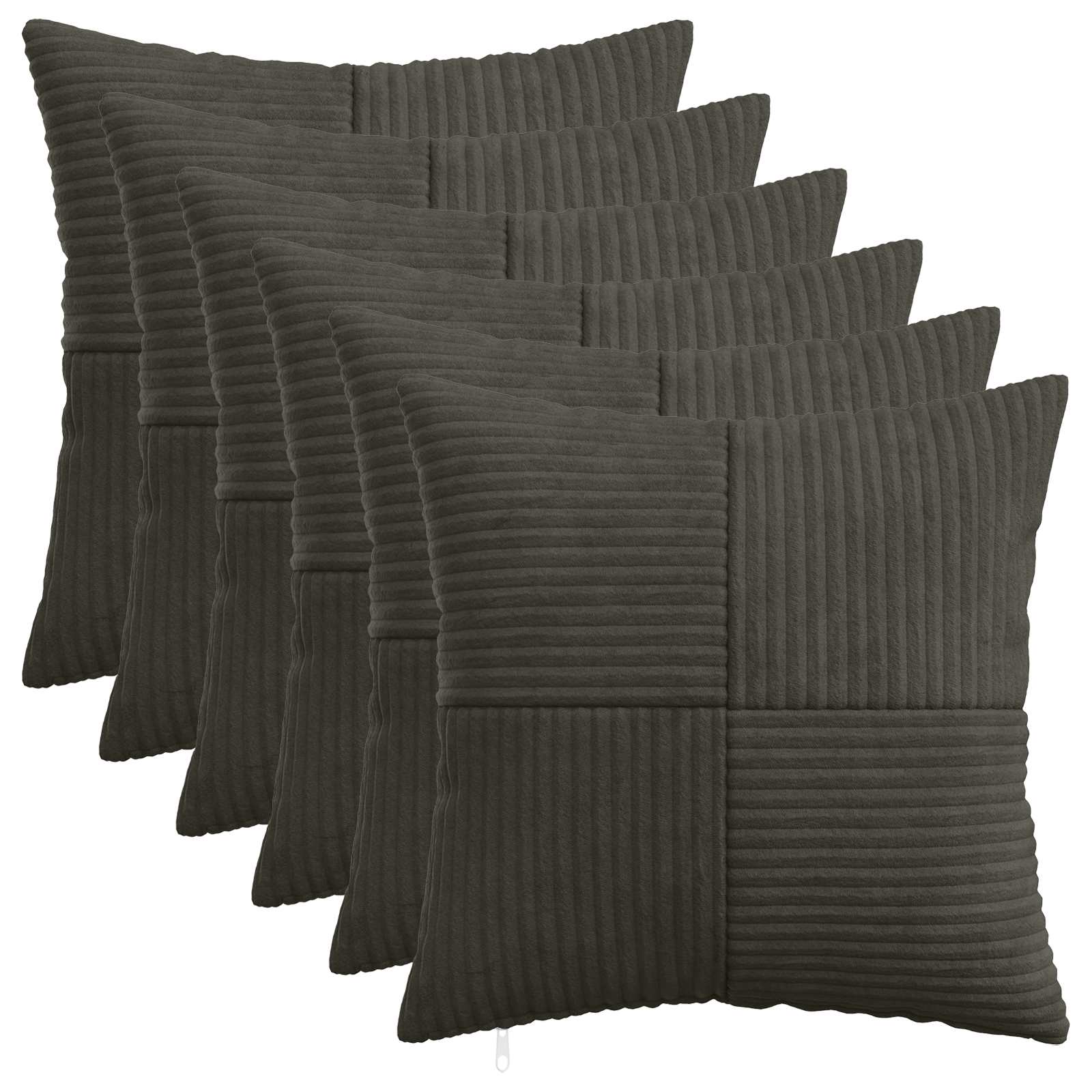 vidaXL Cushion Cover 6 pcs ALMELO Anthracite 50 x 50 cm Corduroy 1