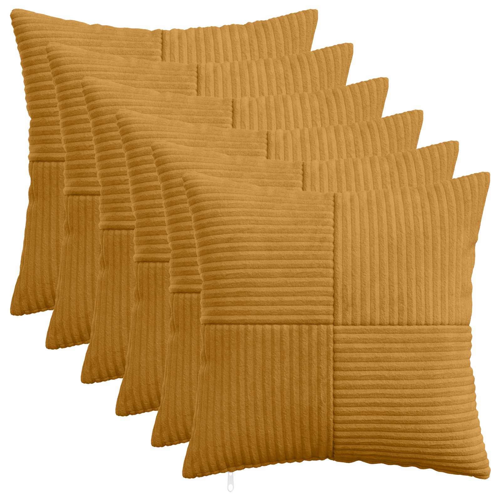 vidaXL Cushion Cover 6 pcs ALMELO Yellow 50 x 50 cm Corduroy 1