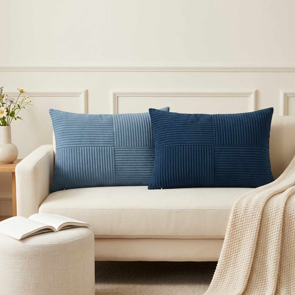 Cushion Cover ALMELO 50 x 75 cm Corduroy 6 pcs Blue