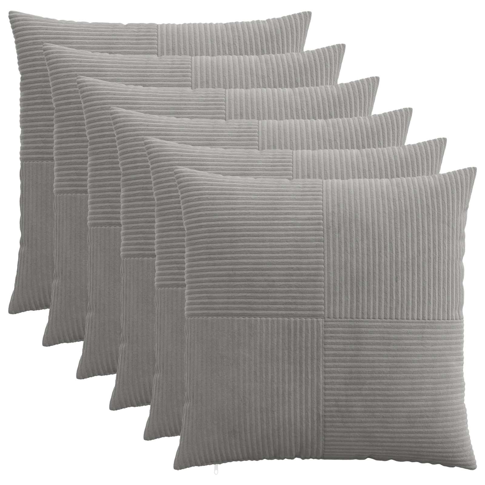 vidaXL Cushion Cover 6 pcs ALMELO Light Grey 55 x 55 cm Corduroy 1