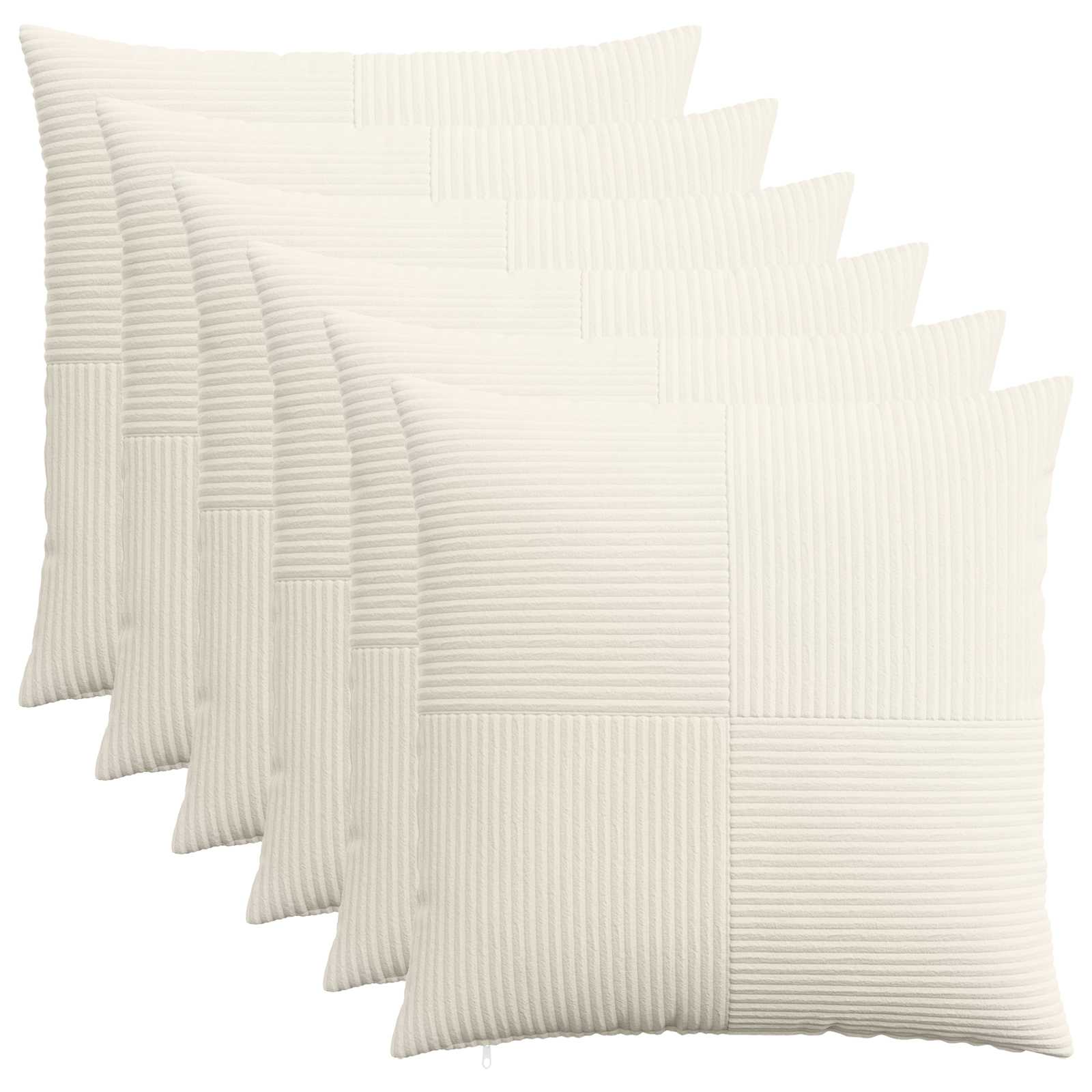 vidaXL Cushion Cover 6 pcs ALMELO Cream 55 x 55 cm Corduroy 1