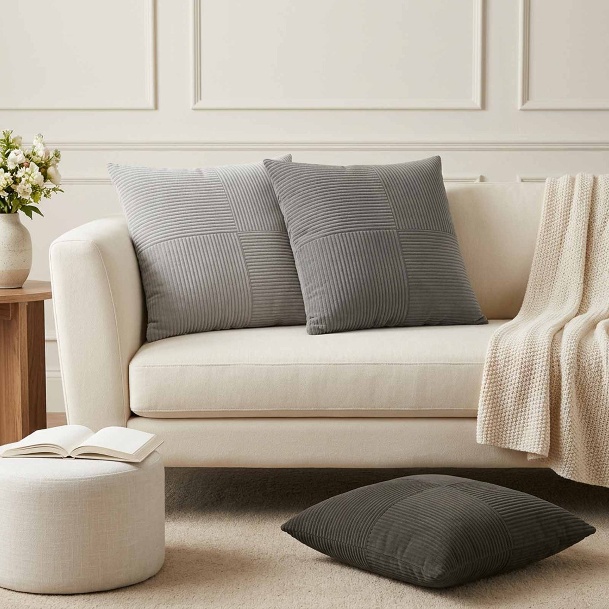 Cushion Cover ALMELO Corduroy 6 pcs in Anthracite