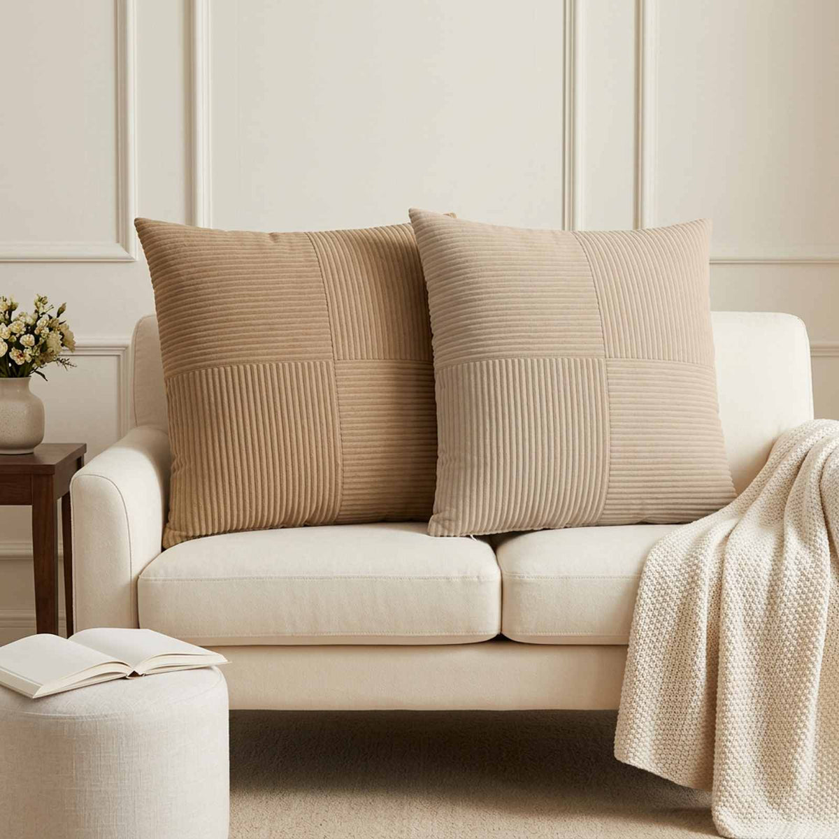 Cushion Cover ALMELO Corduroy 6 pcs in Taupe