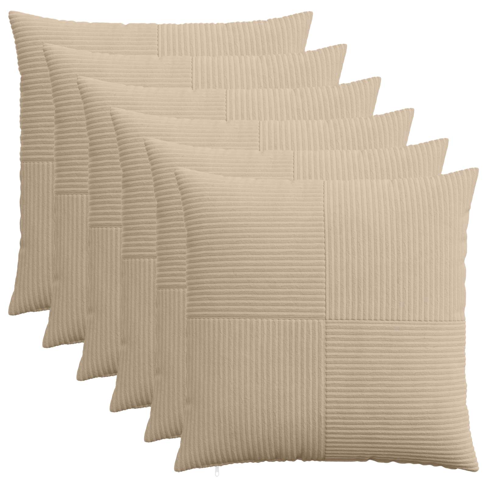 vidaXL Cushion Cover 6 pcs ALMELO Taupe 55 x 55 cm Corduroy 1