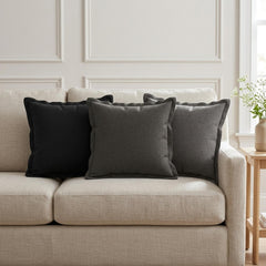 vidaXL Cushion with Pillow HOUTEN 6 pcs Dark Grey Faux Linen 1