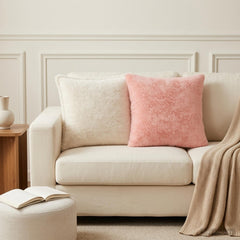 vidaXL Cushion Cover 12 pcs HOUTEN Pink 40 x 40 cm Faux Rabbit Fur 1