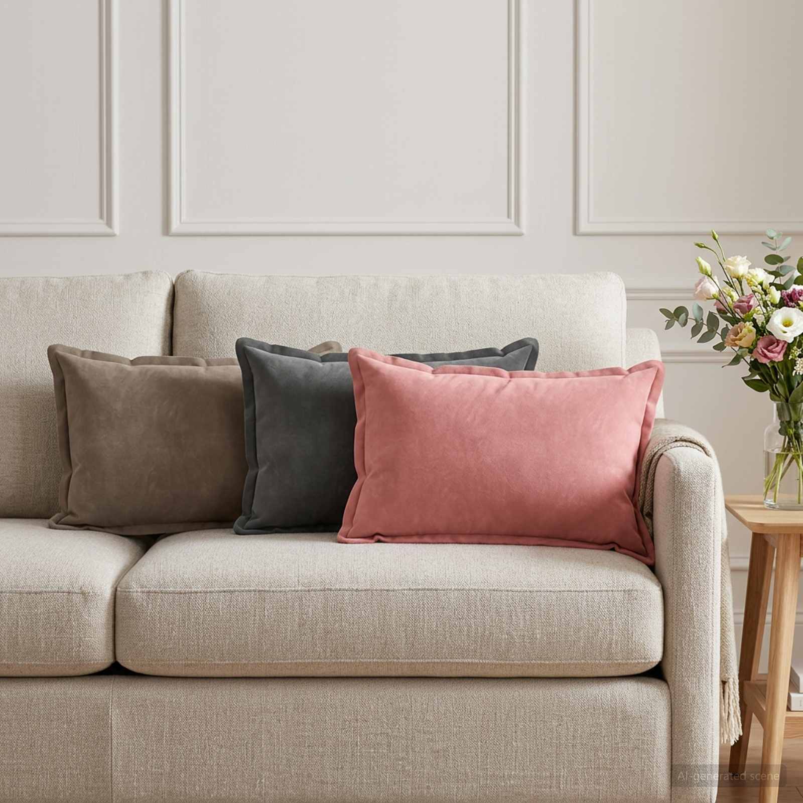 vidaXL Cushion with Pillow HOUTEN 6 pcs Light Grey Velvet 1