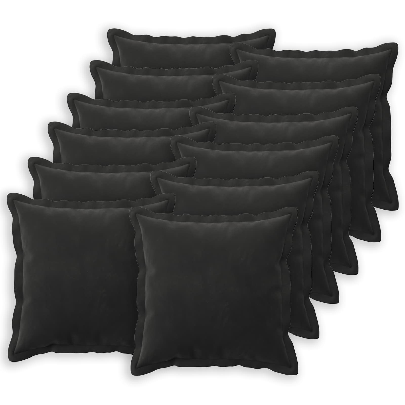 vidaXL Cushion Cover 12 pcs HOUTEN Black 40 x 40 cm Velvet 2
