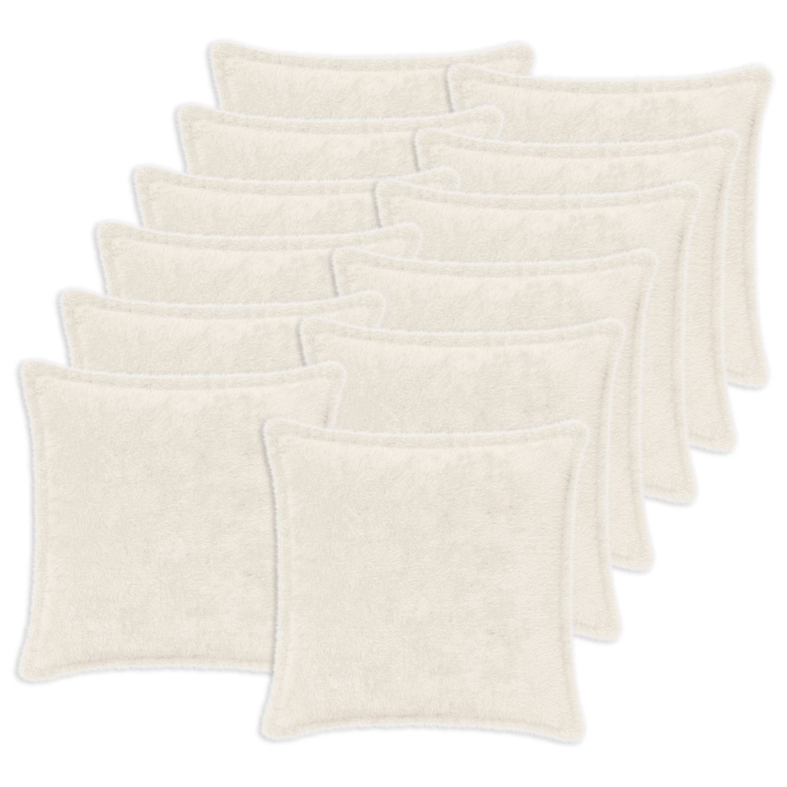 vidaXL Cushion Cover 12 pcs HOUTEN White 40 x 40 cm Faux Rabbit Fur 2
