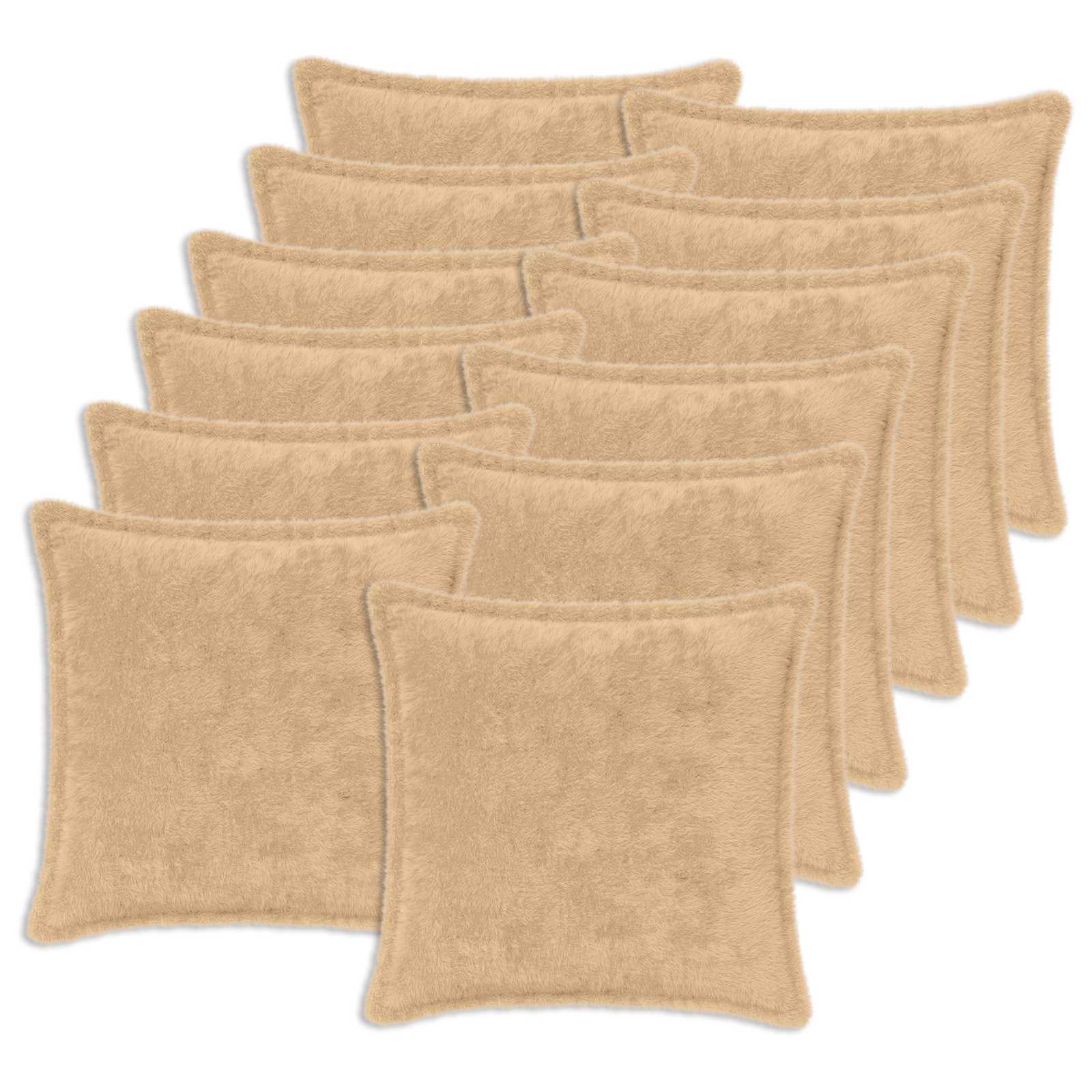 vidaXL Cushion Cover 12 pcs HOUTEN Cream 40 x 40 cm Faux Rabbit Fur 2