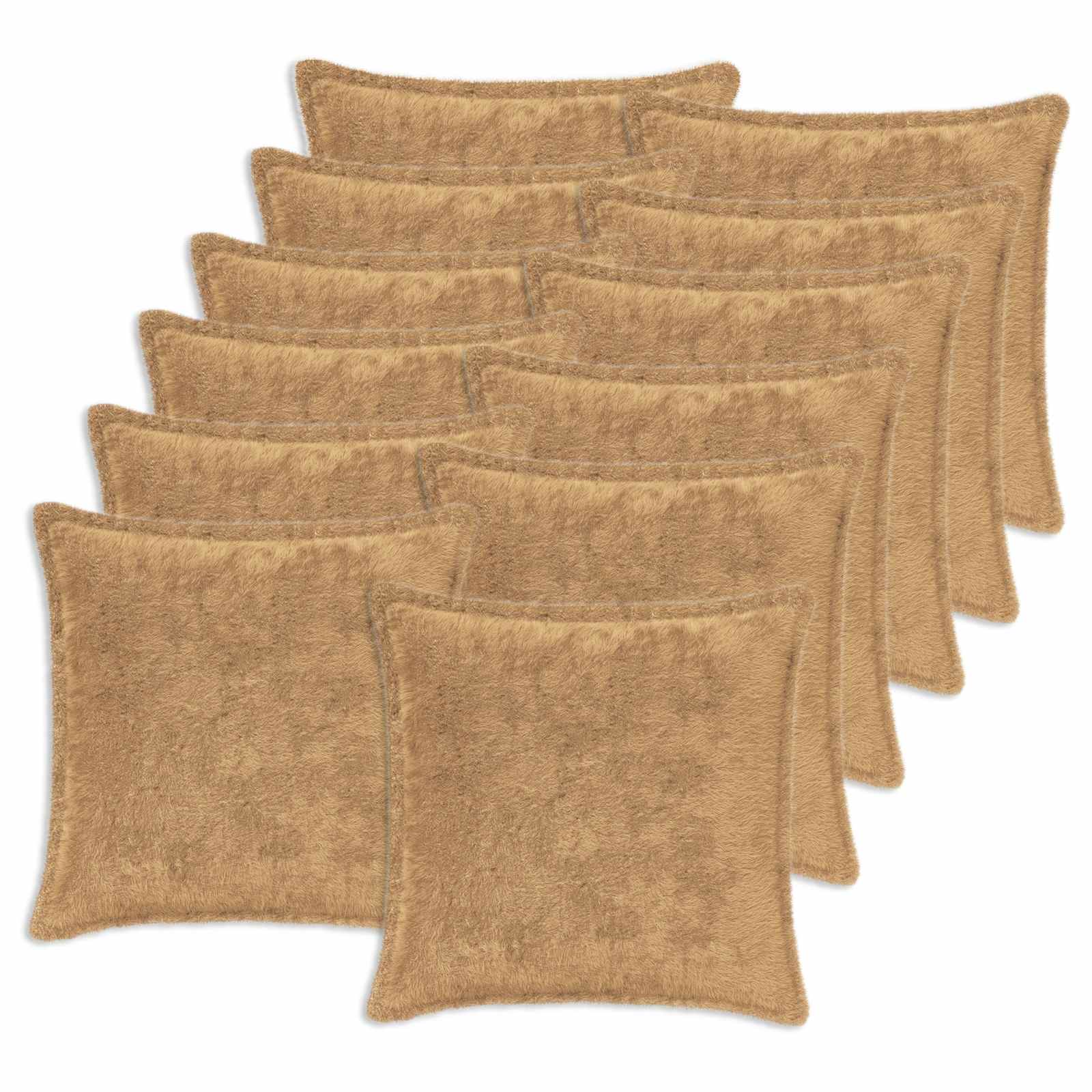 vidaXL Cushion Cover 12 pcs HOUTEN Taupe 40 x 40 cm Faux Rabbit Fur 2