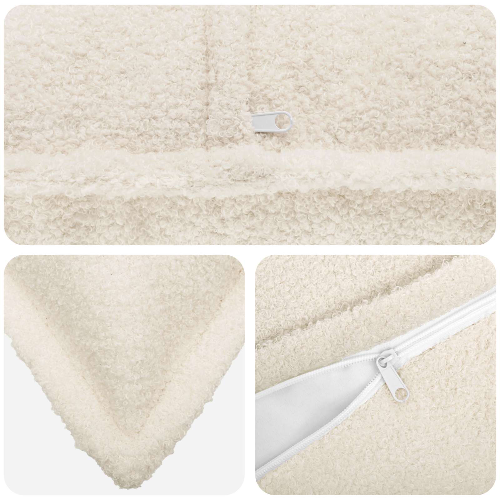 vidaXL Cushion Cover 2 pcs HOUTEN Cream 40 x 145 cm Bouclé 4