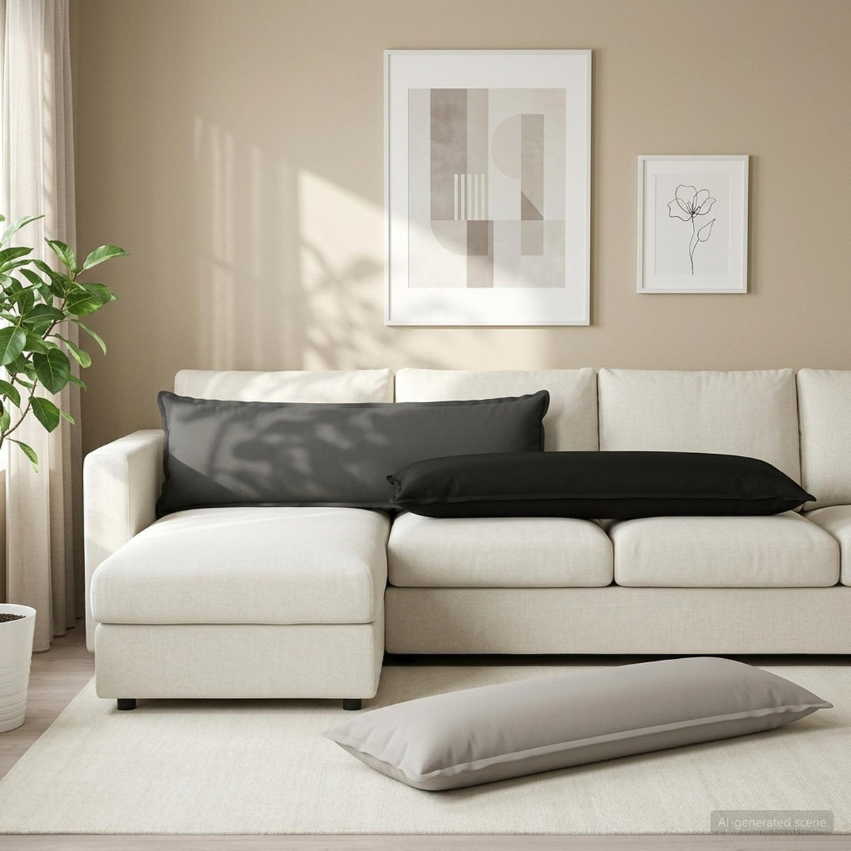 vidaXL Cushion with Pillow HOUTEN Black 40 x 145 cm Polyester 1