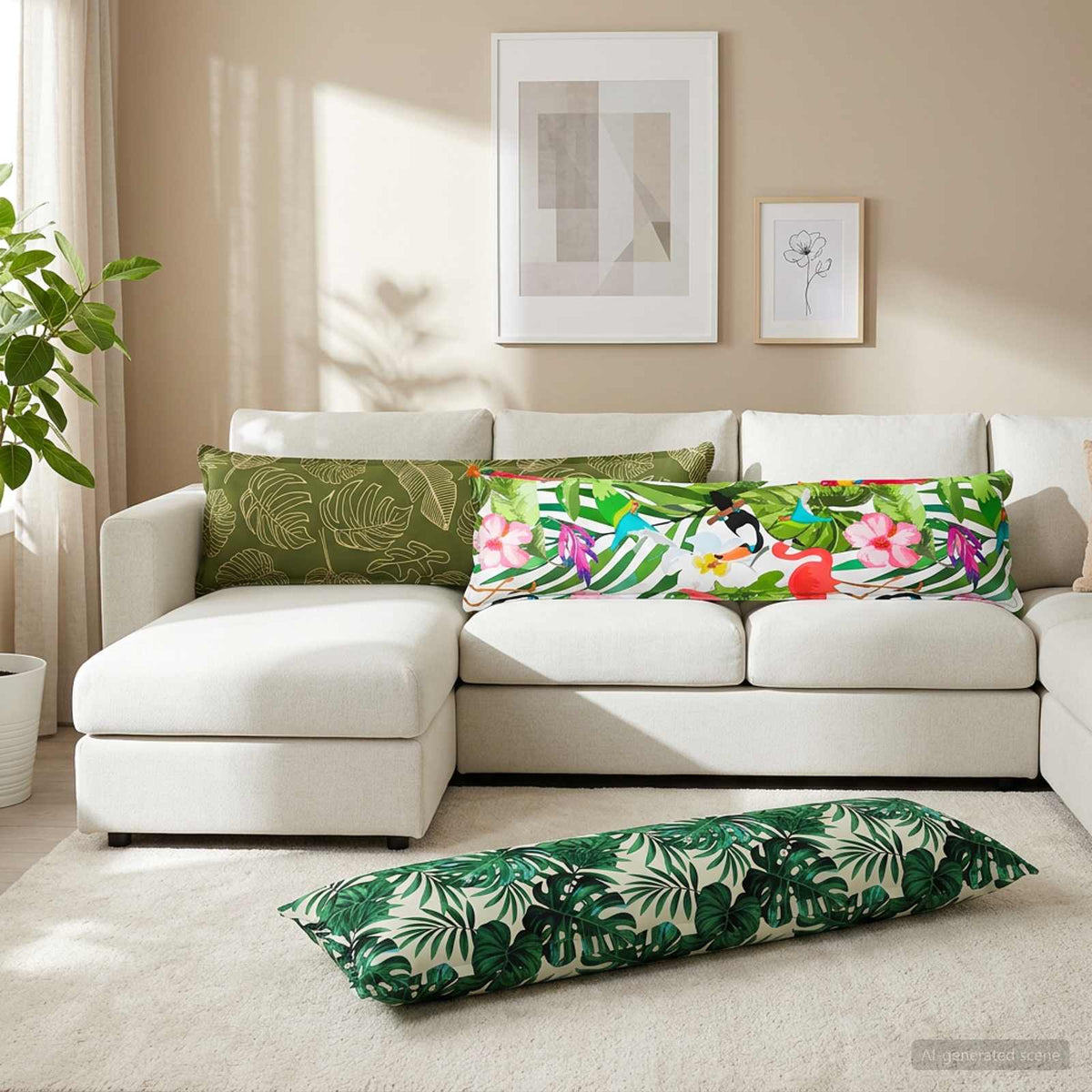 vidaXL Cushion Leaf HOUTEN Leaf Design 40 x 145 cm Polyester 3