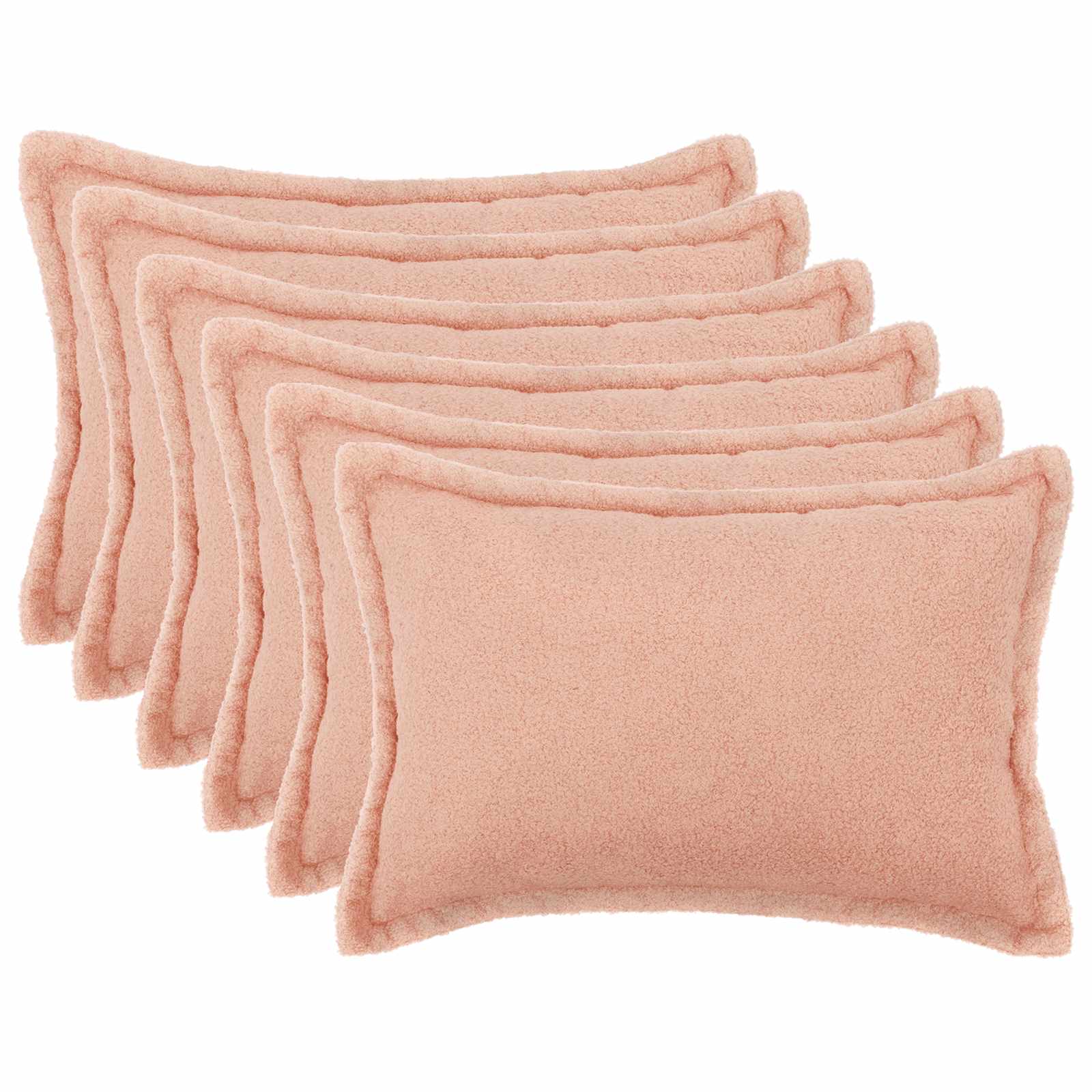 vidaXL Cushion Cover 6 pcs HOUTEN Pink 40 x 60 cm Bouclé 1