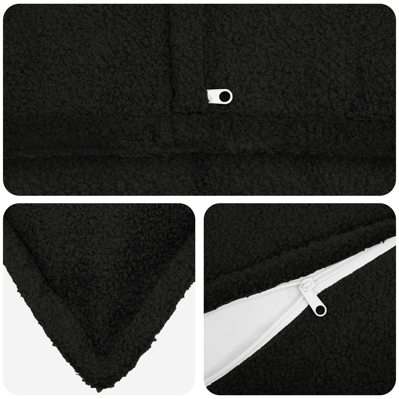 vidaXL Cushion Cover 6 pcs HOUTEN Black 40 x 60 cm Bouclé 4