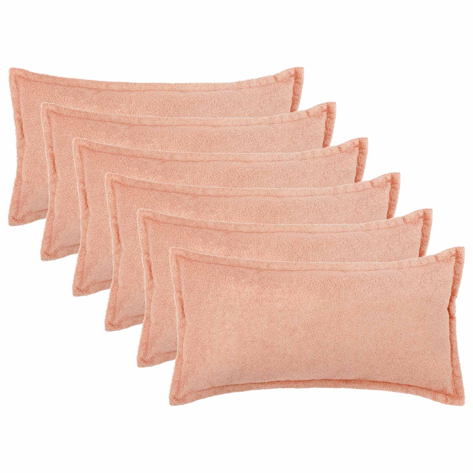 vidaXL Cushion Cover 6 pcs HOUTEN Pink 40 x 70 cm Bouclé 1