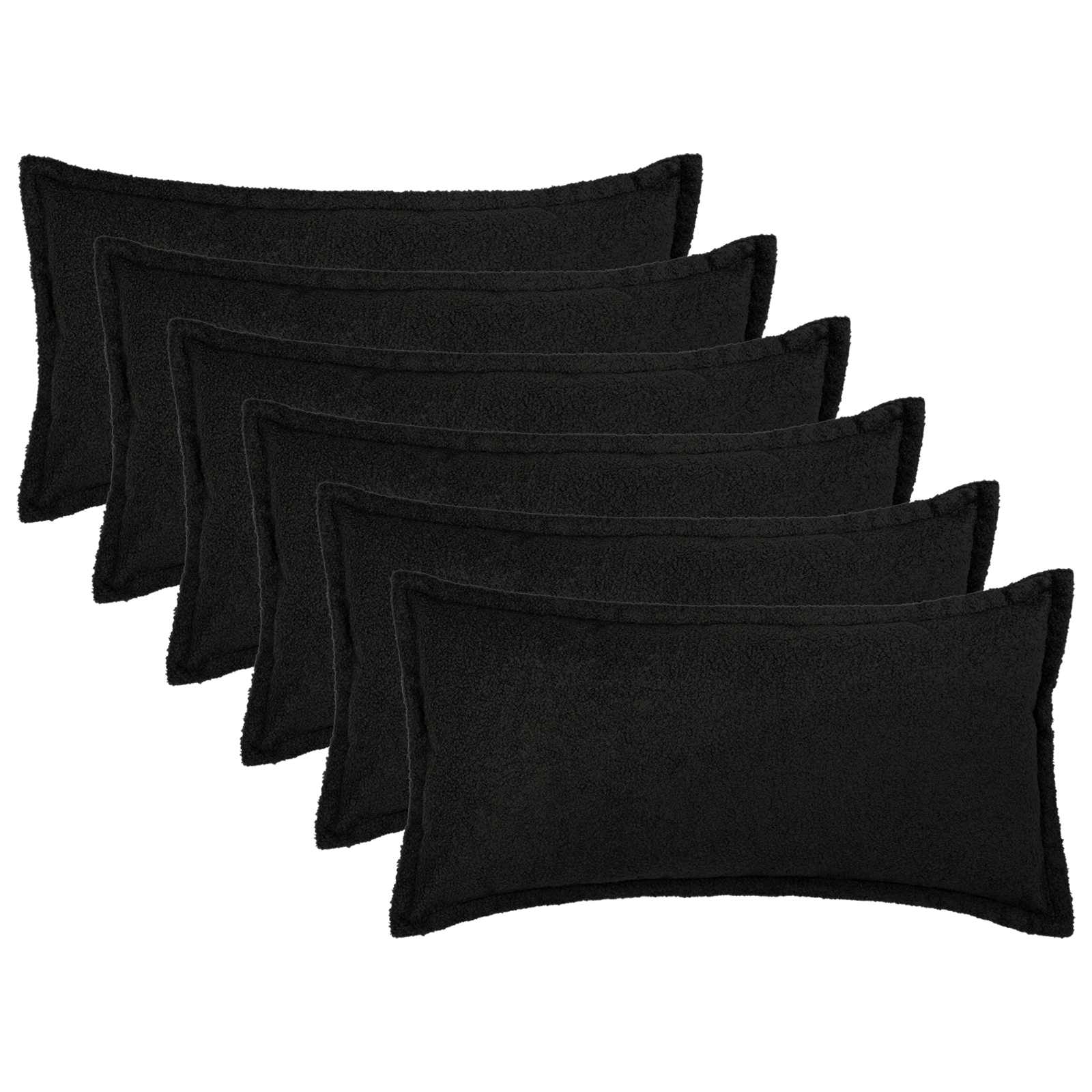 vidaXL Cushion Cover 6 pcs HOUTEN Black 40 x 70 cm Bouclé 1