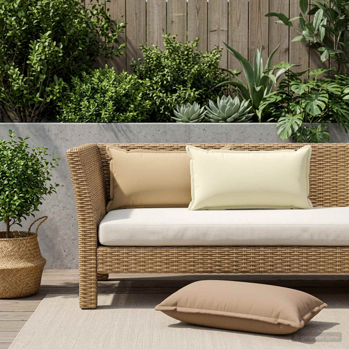 Throw Pillow HOUTEN Polyester Beige