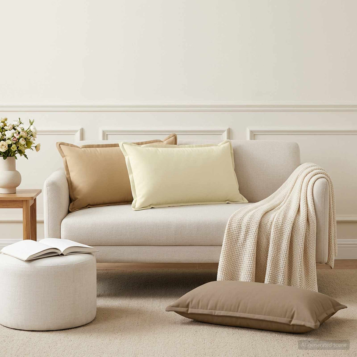 Throw Pillow HOUTEN Polyester Beige