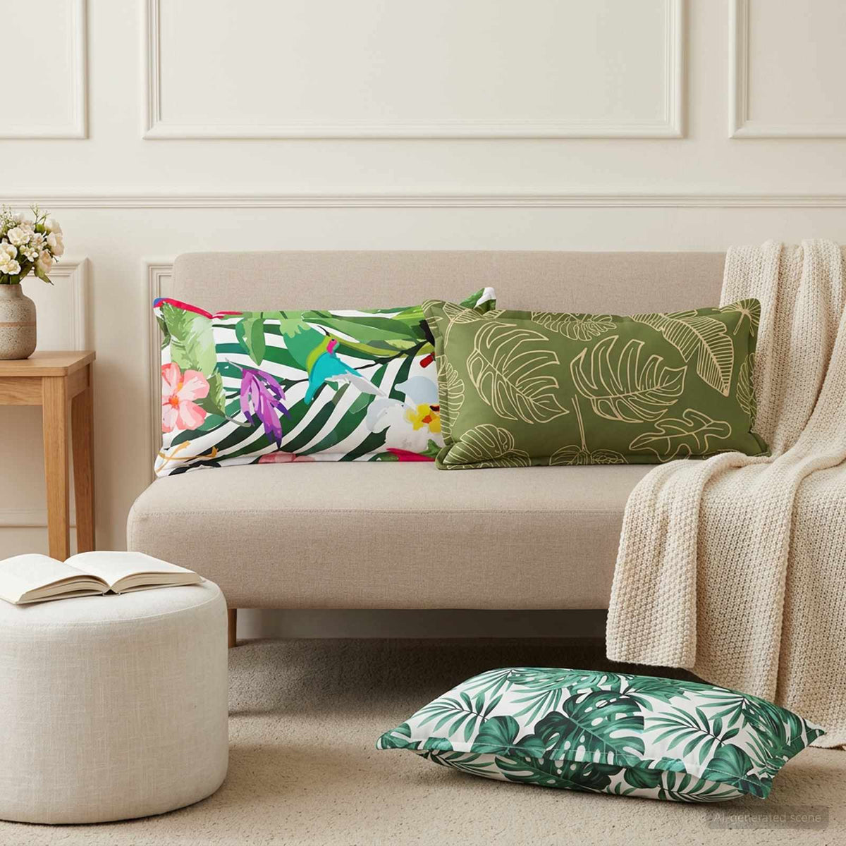 Throw Pillow HOUTEN Polyester Leaf design