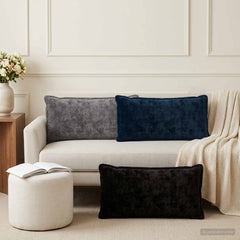 vidaXL Cushion Cover 6 pcs HOUTEN Navy Blue 40 x 80 cm Faux Rabbit Fur 1