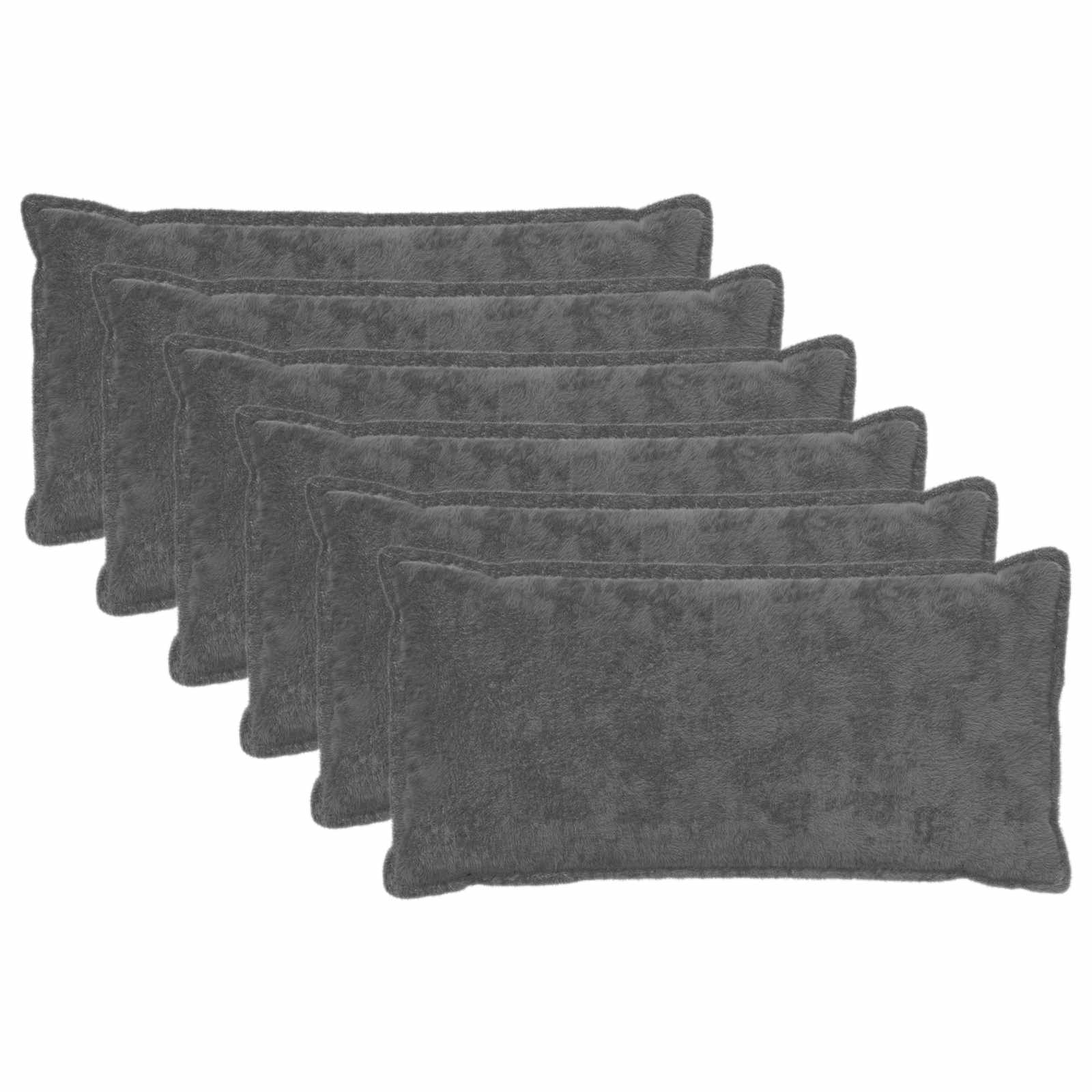 vidaXL Cushion Cover 6 pcs HOUTEN Dark Grey 40 x 70 cm Faux Rabbit Fur 2