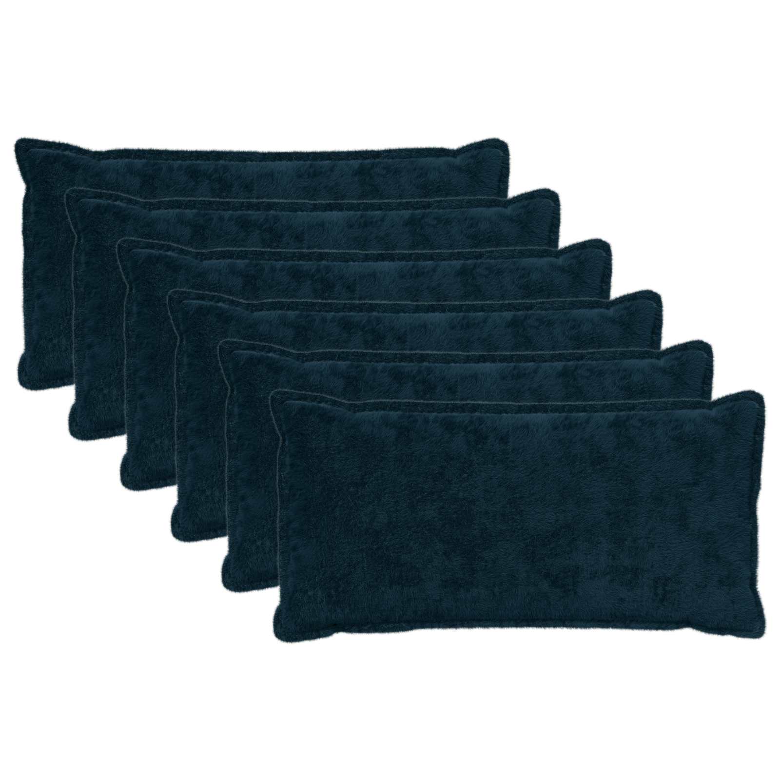 vidaXL Cushion Cover 6 pcs HOUTEN Navy Blue 40 x 70 cm Faux Rabbit Fur 2