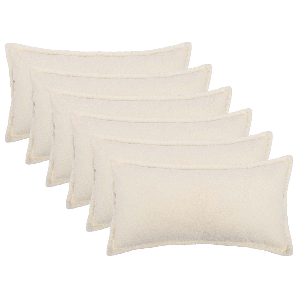 vidaXL Cushion Cover 6 pcs HOUTEN Cream 40 x 80 cm Bouclé 2