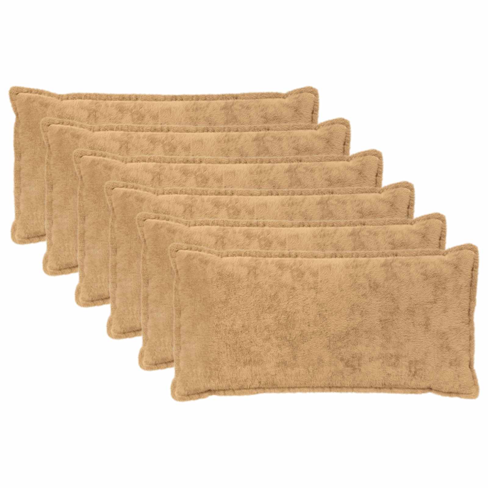 vidaXL Cushion Cover 6 pcs HOUTEN Taupe 40 x 80 cm Faux Rabbit Fur 2
