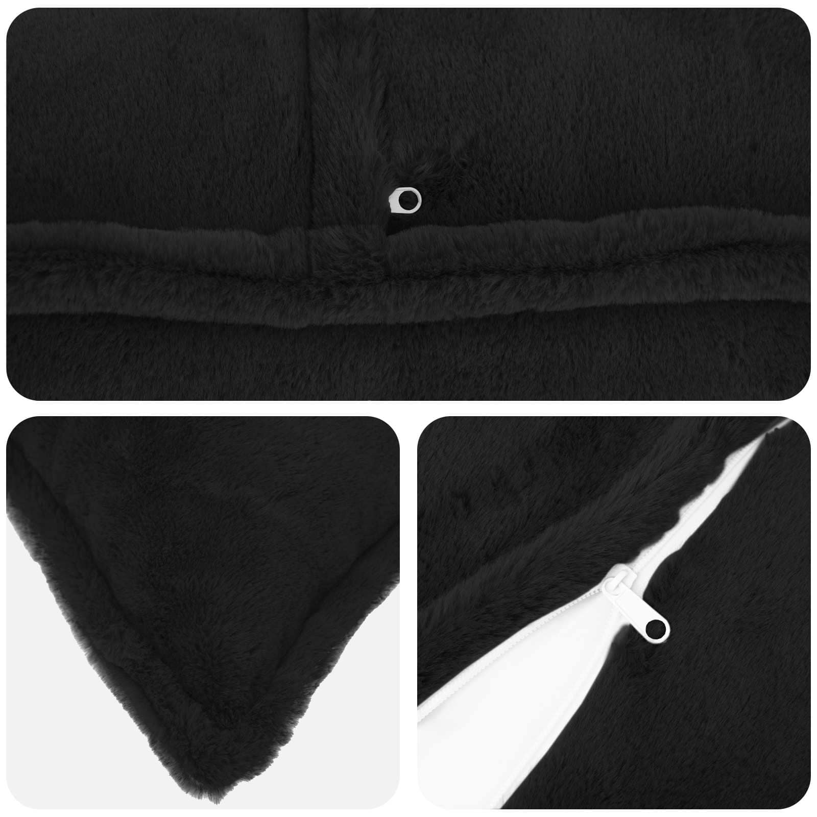 vidaXL Cushion Cover 6 pcs HOUTEN Black 40 x 80 cm Faux Rabbit Fur 5