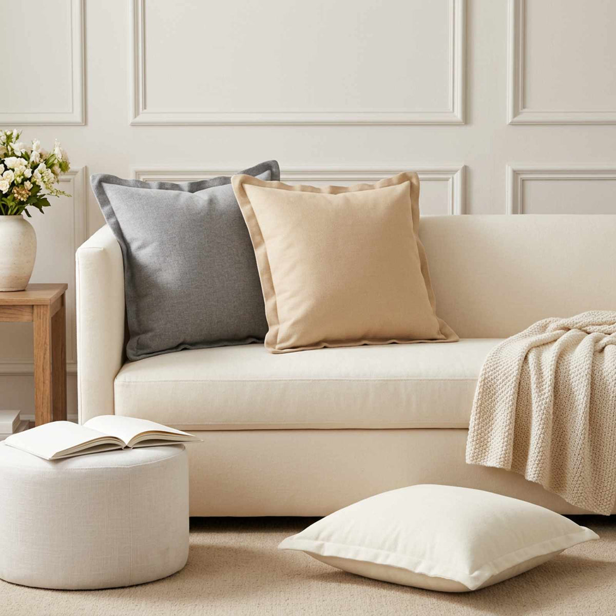vidaXL Cushion Cover 12 pcs HOUTEN Cloud Grey 45 x 45 cm Faux Linen 1