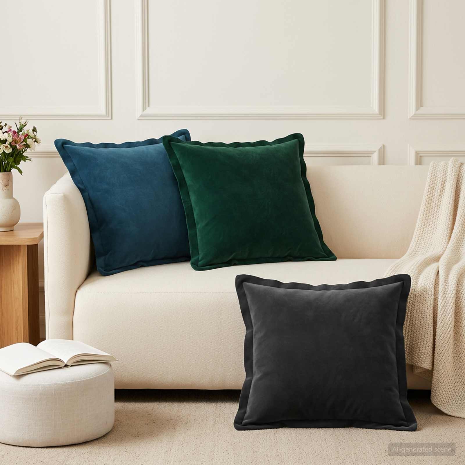 vidaXL Cushion with Pillow HOUTEN 6 pcs Dark Green Velvet 1
