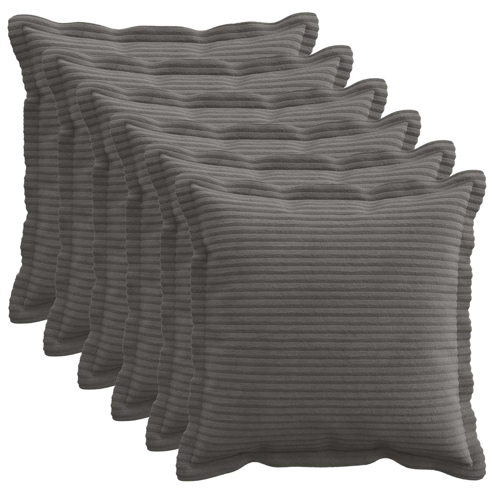 vidaXL Cushion Cover 6 pcs HOUTEN Dark Grey 45 x 45 cm Corduroy 1