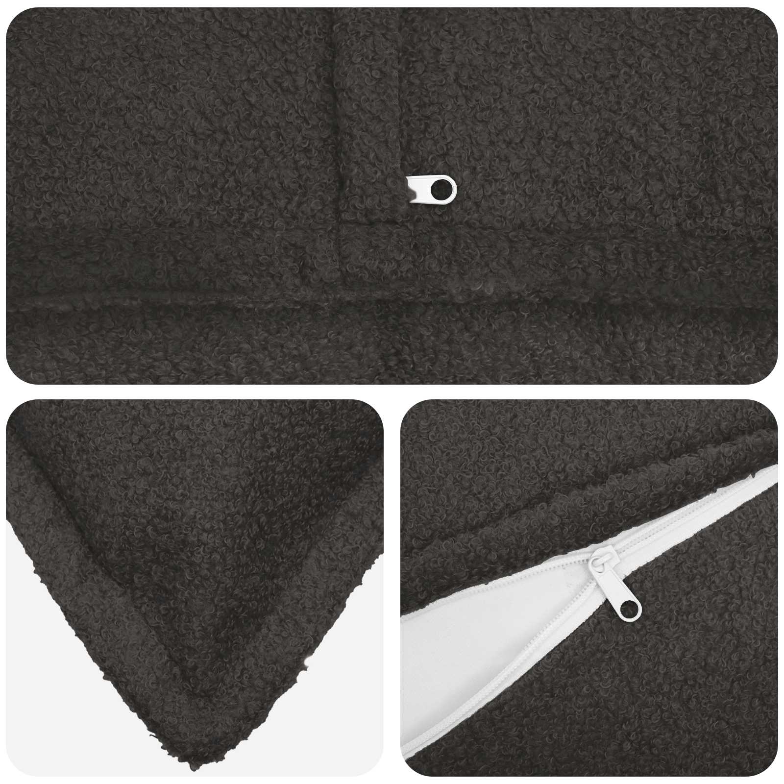 vidaXL Cushion Cover 6 pcs HOUTEN Dark Grey 45 x 45 cm Bouclé 4