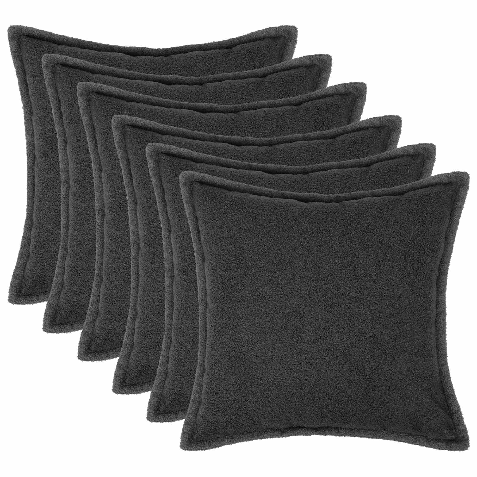 vidaXL Cushion Cover 6 pcs HOUTEN Dark Grey 45 x 45 cm Bouclé 1
