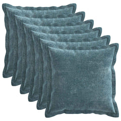 vidaXL Cushion Cover 6 pcs HOUTEN Blue 45 x 45 cm Chenille Fabric 2