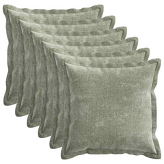 vidaXL Cushion Cover 6 pcs HOUTEN Green 45 x 45 cm Chenille Fabric 2