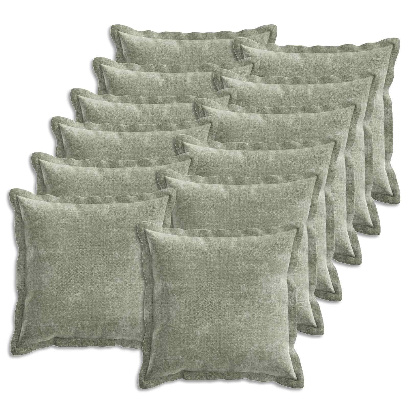 vidaXL Cushion Cover 12 pcs HOUTEN Green 45 x 45 cm Chenille Fabric 2