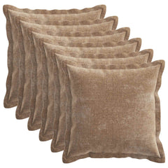 vidaXL Cushion Cover 6 pcs HOUTEN Brown 45 x 45 cm Chenille Fabric 2