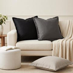 vidaXL Cushion Cover 12 pcs HOUTEN Black 45 x 45 cm Polyester 1