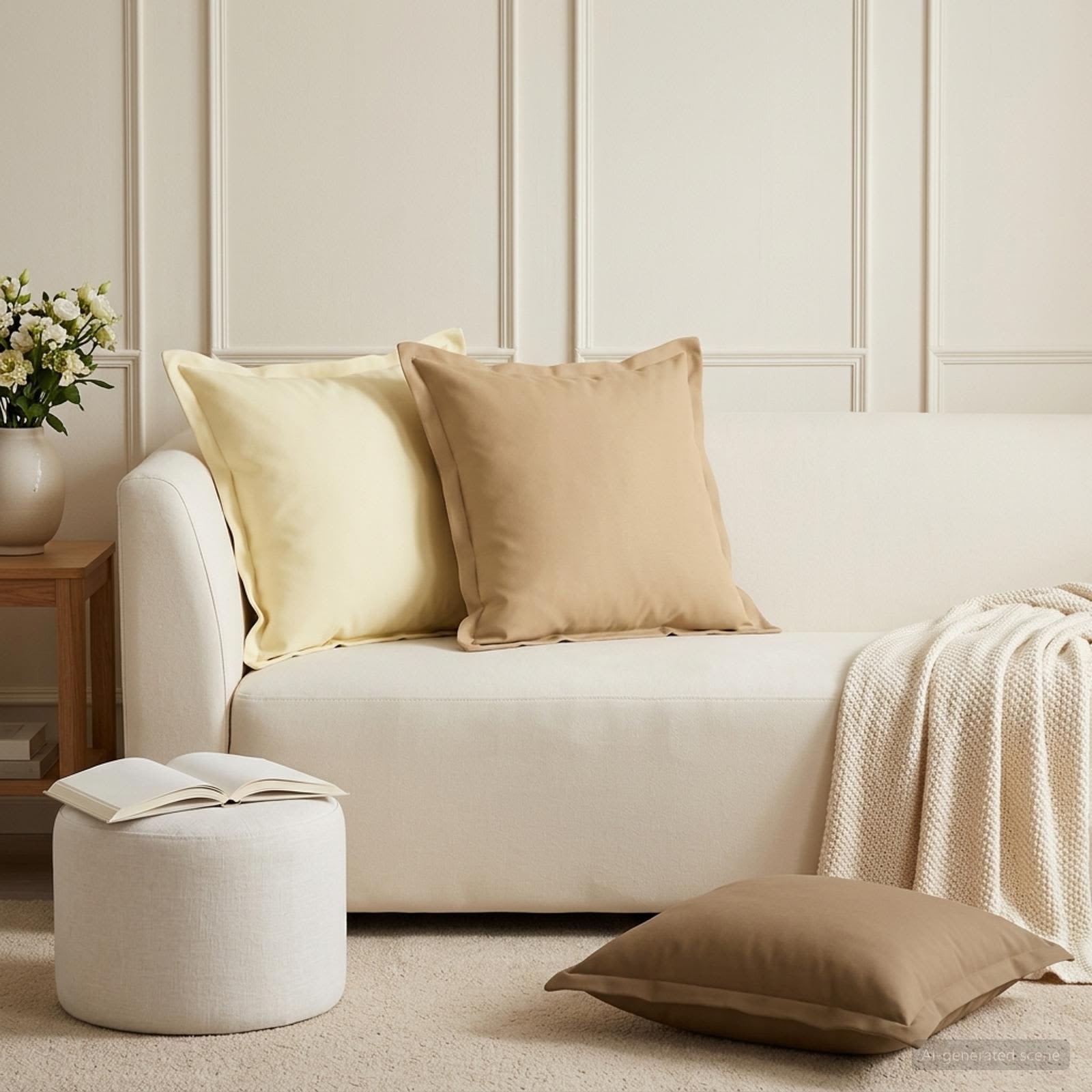 vidaXL Cushion Cover 12 pcs HOUTEN Beige 45 x 45 cm Polyester 1