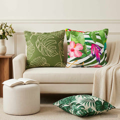 vidaXL Cushion Cover 12 pcs HOUTEN Leaf Pattern 45 x 45 cm Polyester 1