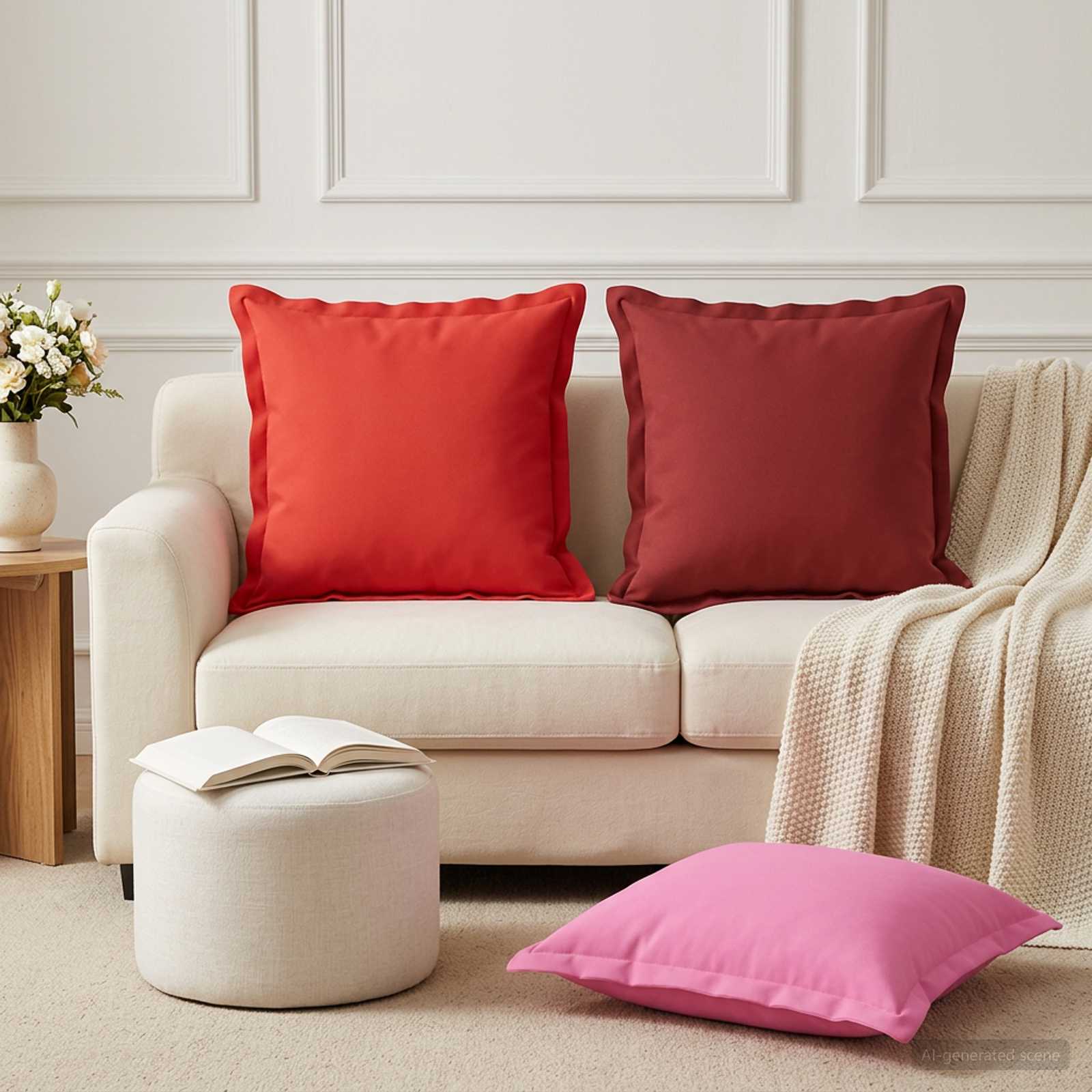vidaXL Cushion Cover 12 pcs HOUTEN Red 45 x 45 cm Polyester 1