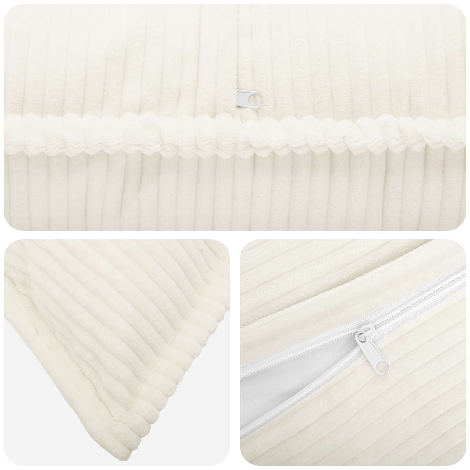 vidaXL Cushion Cover 6 pcs HOUTEN Cream 50 x 50 cm Corduroy 4