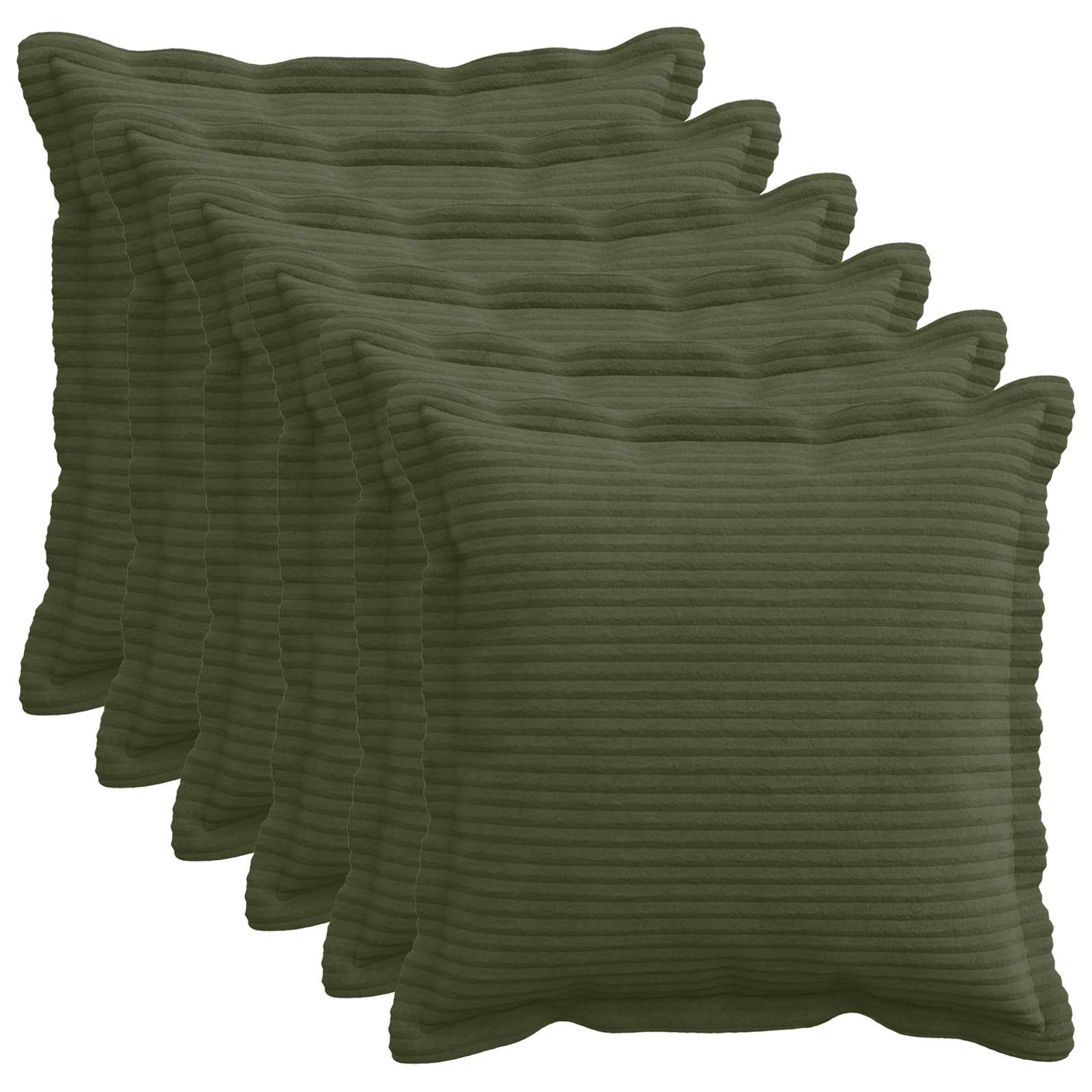 vidaXL Cushion Cover 6 pcs HOUTEN Green 50 x 50 cm Corduroy 1